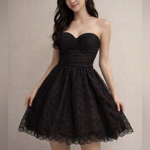 BCBGMaxAzria black Strapless lace dress